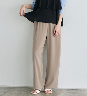 Pierrot（ピエロ）の「【接触冷感】楽ちんキレイ見えワイドイージーパンツ（フルレングスパンツ）」｜モカベージュ