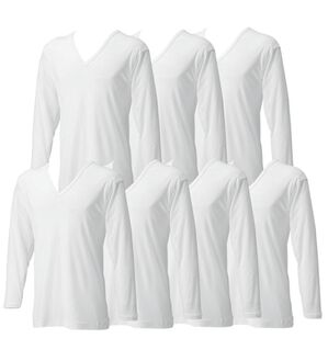 「＜グンゼ＞爽快ドライ（Ｒ）インナー１週間パック（メンズ肌着・インナーウェア）」｜ホワイト長袖V首7枚組