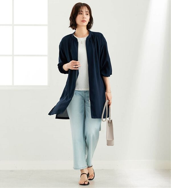 BELLUNA（ベルーナ）の「とろみ素材イージーケアロング丈ジャケット（その他ジャケット）」｜詳細画像