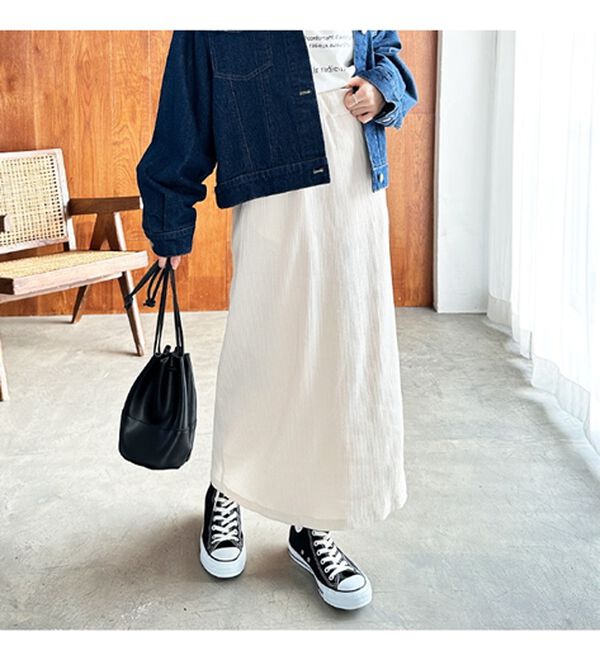 GeeRA（ジーラ）の「【着回し力◎】楽ちんすっきり見え！リブロングスカート（ロングスカート）」｜詳細画像