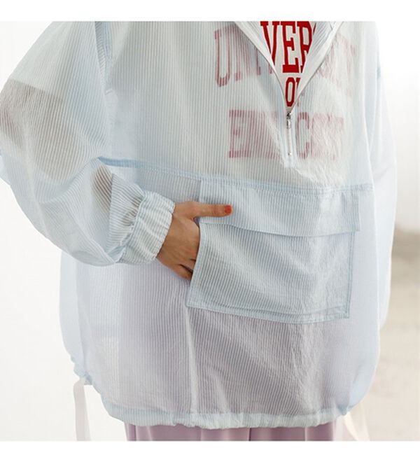 GeeRA（ジーラ）の「シアー素材ストライプアノラックパーカー（パーカー）」｜詳細画像