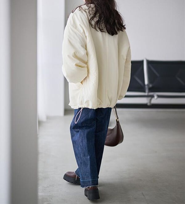 RANAN（ラナン）の「ノーカラーオーバーサイズ中わたブルゾン（ハーフコート）」｜詳細画像