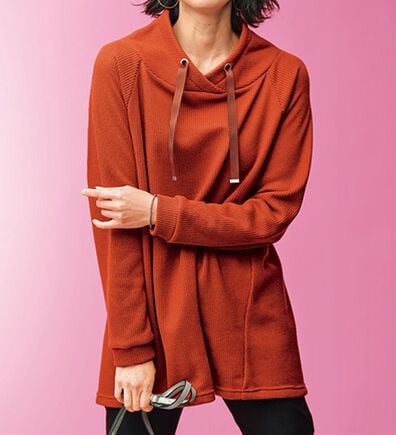 BELLUNA（ベルーナ）の「あぜ調裏起毛素材ワイドネックチュニック（チュニック）」