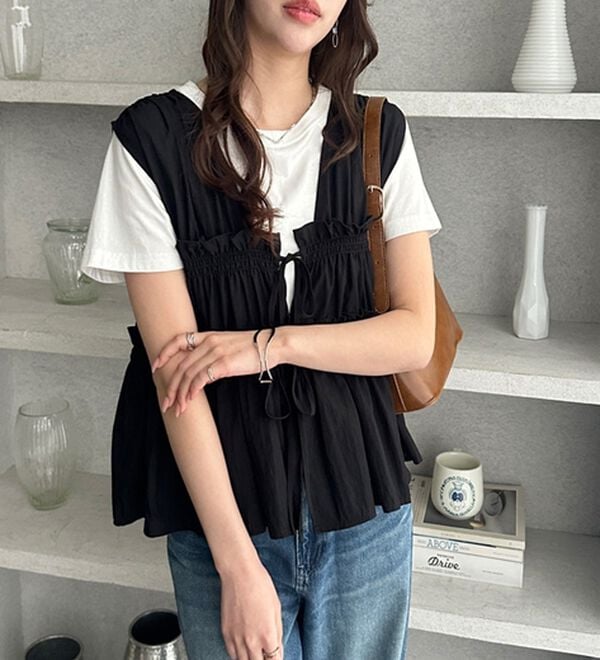 GeeRA（ジーラ）の「ギャザーリボンノースリブラウス（ブラウス）」｜詳細画像