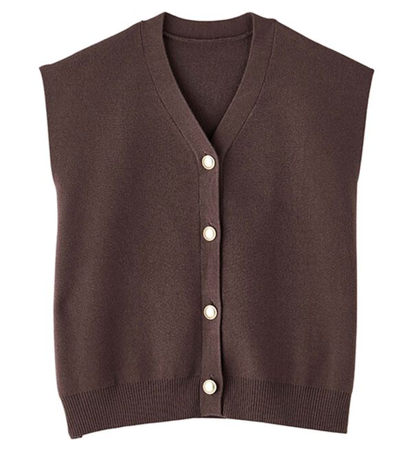 RANAN（ラナン）の「【ムースタッチ】洗える！ゴールド調ボタンニットベスト（ベスト）」｜詳細画像