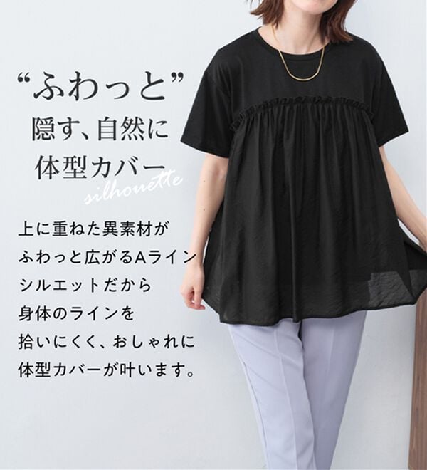 Viola e Viola（ヴィオラ エ ヴィオラ）の「ドッキング切替えトップス（カットソー）」｜詳細画像