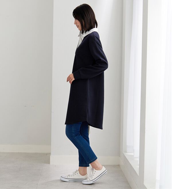 BELLUNA（ベルーナ）の「ボーダージャカード素材ラガーシャツワンピース（カットソーワンピース）」｜詳細画像