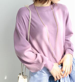 GeeRA（ジーラ）の「ボタン付モチモチニットトップス（ニット・セーター）」｜パープル