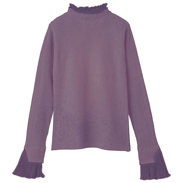 GeeRA（ジーラ）の「プリーツ付ハイネックリブニットトップス（ニット・セーター）」｜詳細画像