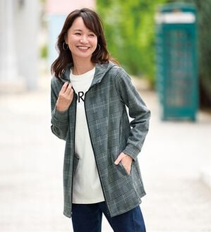 BELLUNA（ベルーナ）の「まるで着る毛布！静電防止付裏ファーブルゾン（その他カーディガン）」｜グレンチェック