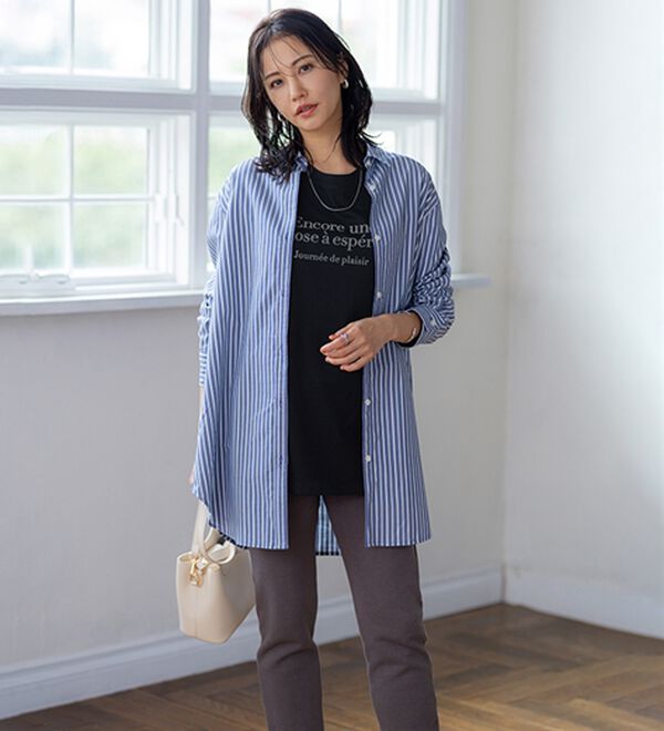 BELLUNA（ベルーナ）の「綿１００％素材フロッキーロゴ長袖Ｔシャツ（Tシャツ）」｜詳細画像