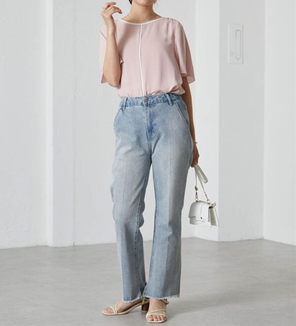 RANAN（ラナン）の「ひんやり！配色ディテールインナー付ブラウス（ブラウス）」｜詳細画像