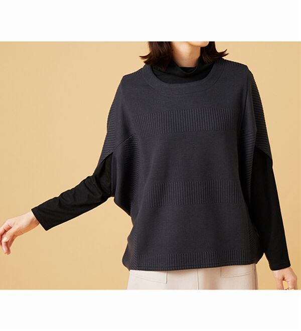 BELLUNA（ベルーナ）の「【2点セット】ジャカード素材ポンチョアンサンブル（アンサンブル）」｜詳細画像