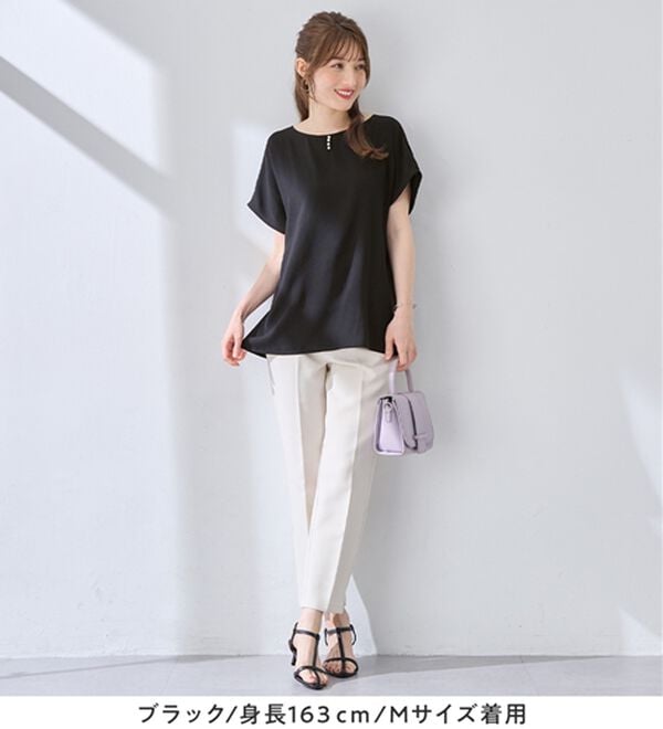 alotta（アロッタ）の「【イージーケア】パール調ボタンデザインブラウス（ブラウス）」｜詳細画像