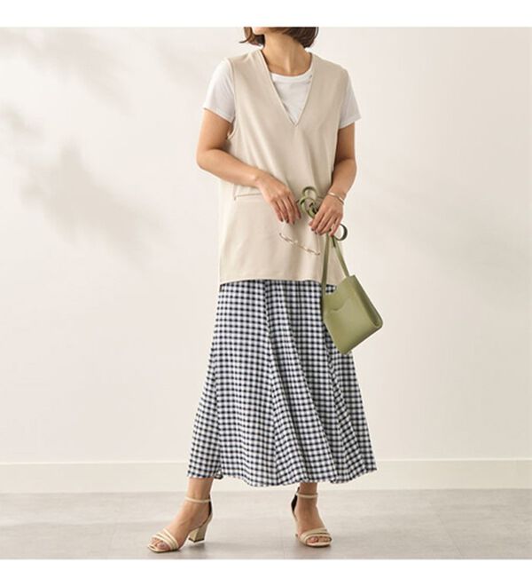 BELLUNA（ベルーナ）の「シアーチェック素材フレアースカート（ロングスカート）」｜詳細画像