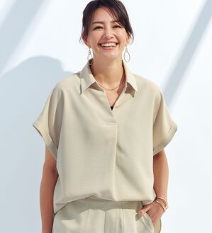 BELLUNA（ベルーナ）の「ひんやりリネンライク素材ゆったりブラウス（ブラウス）」｜詳細画像