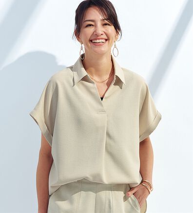 BELLUNA（ベルーナ）の「ひんやりリネンライク素材ゆったりブラウス（ブラウス）」