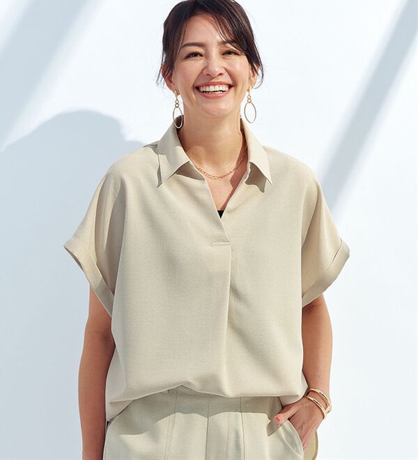 BELLUNA（ベルーナ）の「ひんやりリネンライク素材ゆったりブラウス（ブラウス）」｜詳細画像