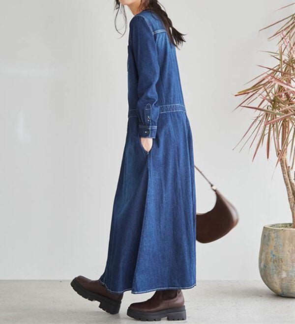 RANAN（ラナン）の「ロング丈デザインデニムワンピース（その他ワンピース）」｜詳細画像