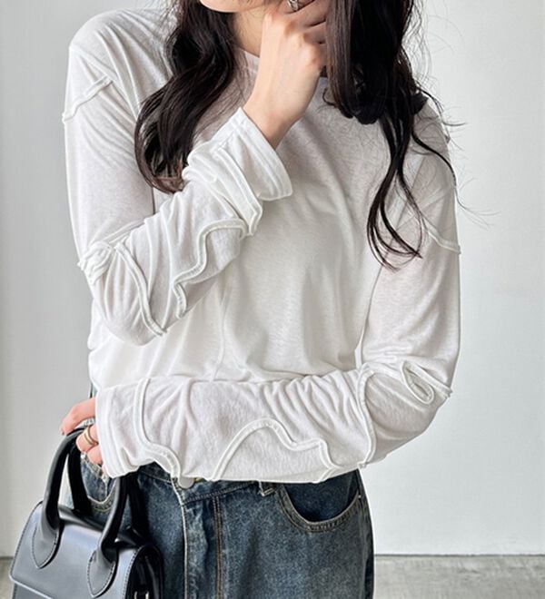GeeRA（ジーラ）の「コード刺繍スラブシアーカットソー（カットソー）」｜詳細画像