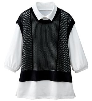 BELLUNA（ベルーナ）の「透かし編ニットベストアンサンブル（アンサンブル）」｜黒