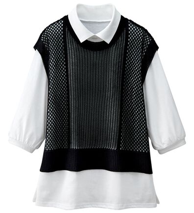 BELLUNA（ベルーナ）の「透かし編ニットベストアンサンブル（アンサンブル）」