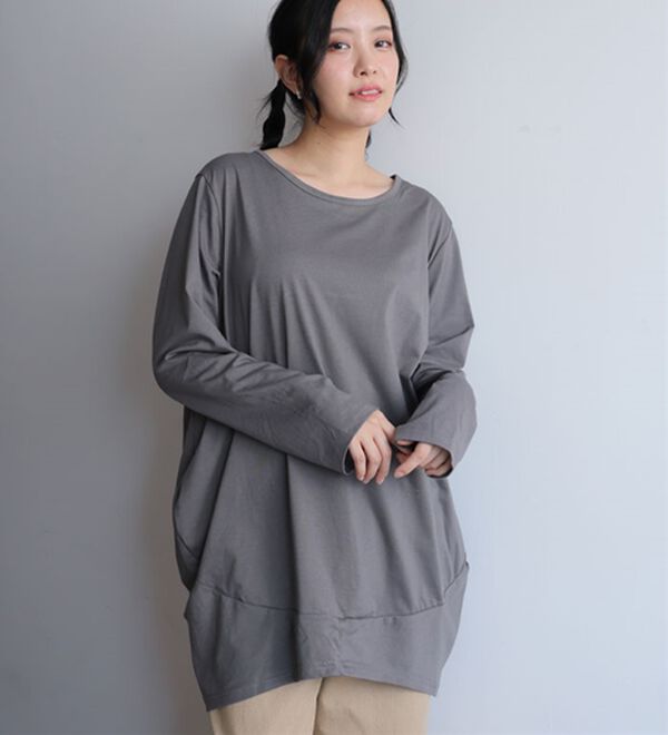 【極美品】YOKOCHAN パールコクーンワンピース ゆったり 七分袖 大きいサイズ レディース 接触冷感コクーンワンピース kt-7824600