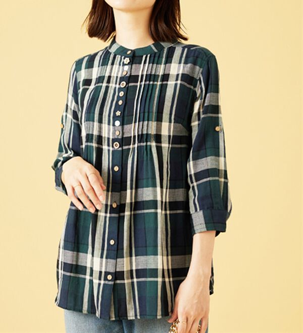 BELLUNA（ベルーナ）の「ダブルガーゼ素材多ボタンオーバーブラウス（ブラウス）」｜詳細画像