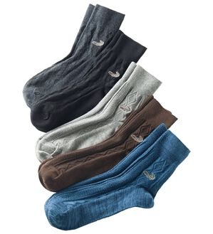 「【５足組】＜クロコダイル＞履き心地に拘る綿混ソックス（メンズ靴下・タイツ）」｜編柄5足組