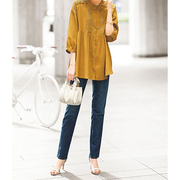 BELLUNA（ベルーナ）の「冷感クールジャージー素材美脚ジーンズ（フルレングスパンツ）」｜詳細画像