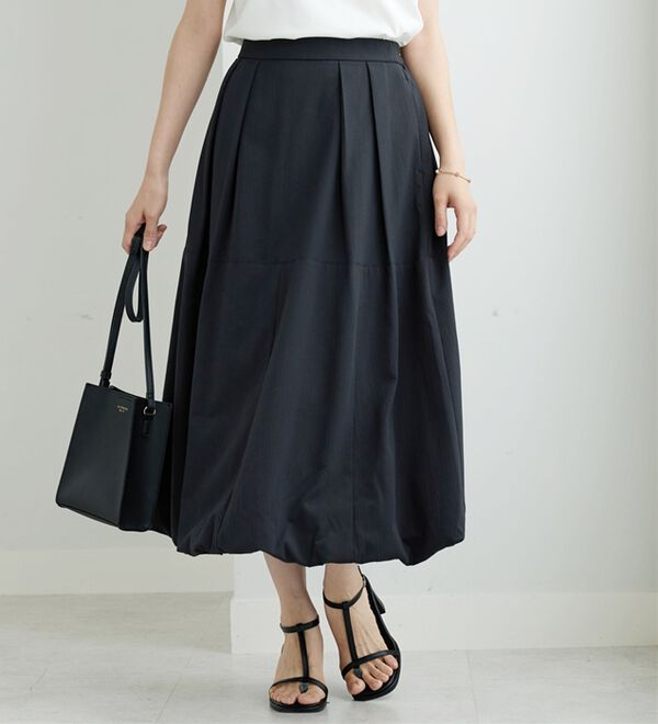 BELLUNA（ベルーナ）の「しぼ感素材バルーンスカート（ロングスカート）」｜詳細画像