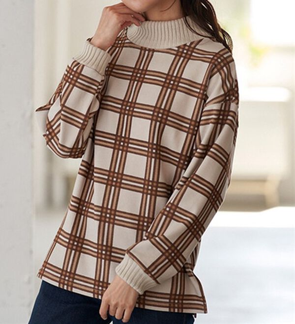 BELLUNA（ベルーナ）の「まるで着る毛布！静電防止付裏ファーニットリブトレーナー（トレーナー・スウェット）」｜詳細画像