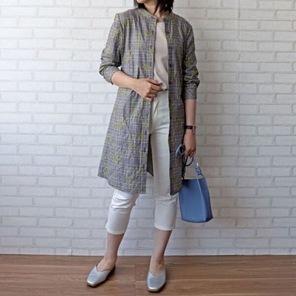 BELLUNA（ベルーナ）の「配色刺しゅう使いシャツチュニック（チュニック）」｜詳細画像