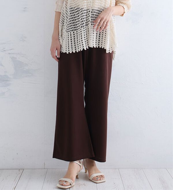 A HAPPY MARILYN（アハッピーマリリン）の「【Ｌ～８Ｌ】＜身長別に選べる２丈＞さらっと美脚ゆるカーブパンツ（ワイドパンツ・ガウチョ）」｜ブラウン
