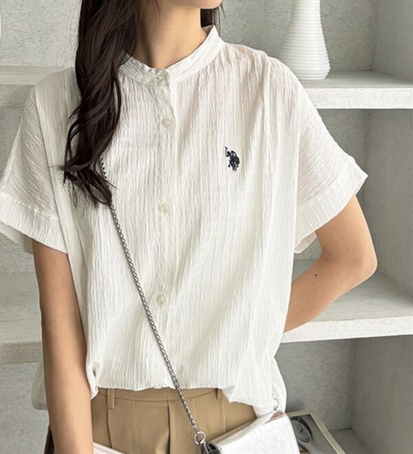 GeeRA（ジーラ）の「【ＵＳ．ＰＯＬＯ．ＡＳＳＮ】ポコポコ素材フレンチスリーブシャツ（シャツ）」｜詳細画像