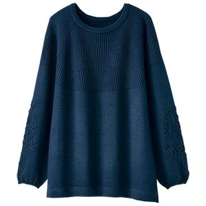 BELLUNA（ベルーナ）の「コード刺しゅうニットプルオーバー（ニット・セーター）」｜ネイビー