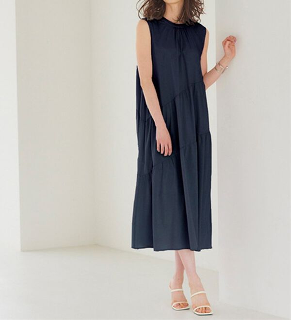 RANAN（ラナン）の「ひんやり裏地付！ななめティアードワンピ（その他ワンピース）」｜詳細画像