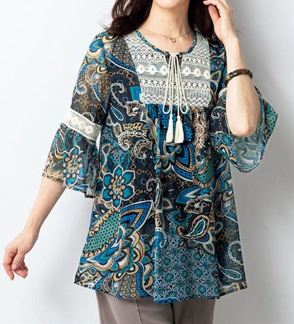 ルフラン（ルフラン）の「シフォンプリントチュニック＜ルーゼリア＞（チュニック）」｜詳細画像