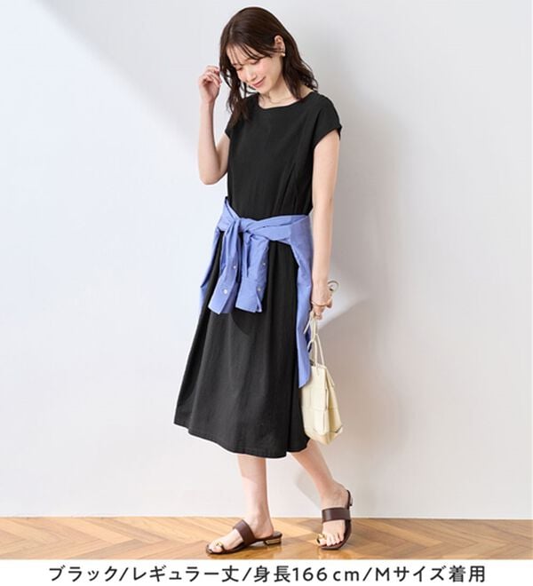 Viola e Viola（ヴィオラ エ ヴィオラ）の「【選べる２丈】綿１００％タック使いワンピース＜Ｓ～４Ｌ＞（チュニックワンピース）」｜詳細画像