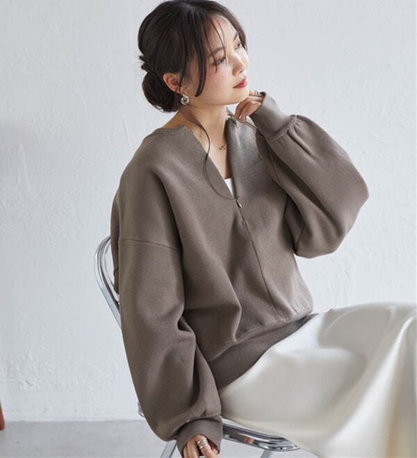 RANAN（ラナン）の「ハーフジップスウェットライクニット（ニット・セーター）」｜詳細画像