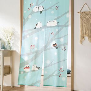 「かわいい七羽のシマエナガのれん（のれん・間仕切り・カフェカーテン）」｜1