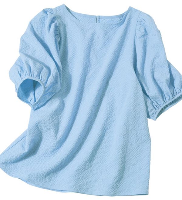 RANAN（ラナン）の「ひんやり！サッカー素材袖ボリュームブラウス（ブラウス）」｜詳細画像