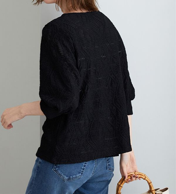 BELLUNA（ベルーナ）の「波柄シアージャカード素材カーディガン（ニットカーディガン）」｜詳細画像