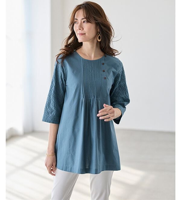 BELLUNA（ベルーナ）の「細見え綿レース使い切替チュニック（チュニック）」｜詳細画像