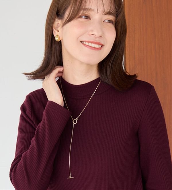Viola e Viola（ヴィオラ エ ヴィオラ）の「【チクチクしにくい！】柔らかリブプチハイネックプルオーバー（カットソー）」｜ボルドー
