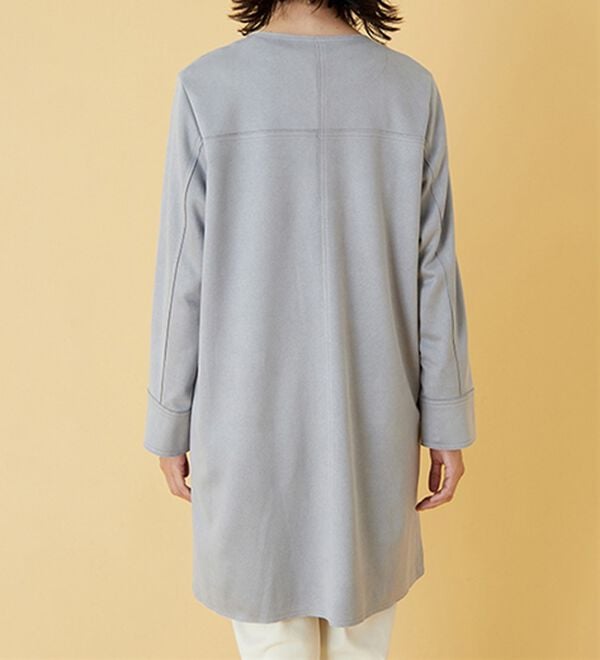 BELLUNA（ベルーナ）の「スエード調ノーカラーロング丈ジャケット（ノーカラージャケット）」｜詳細画像