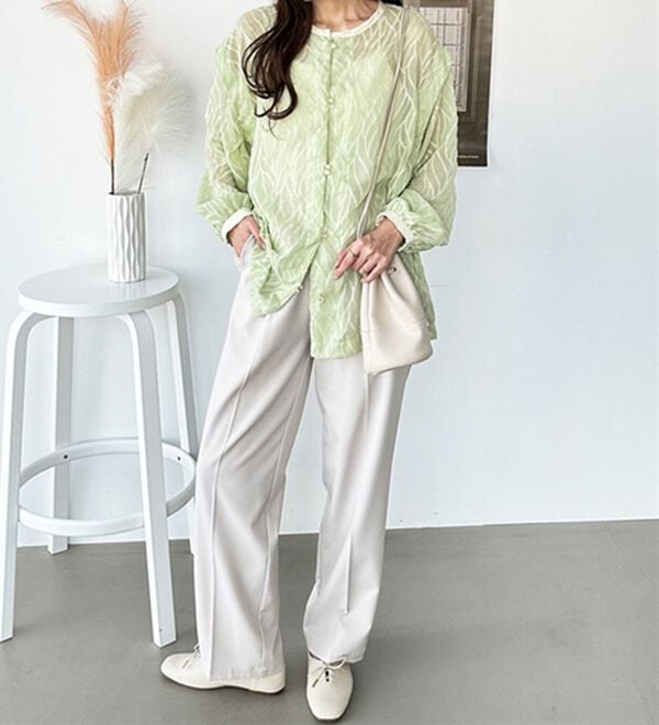 GeeRA（ジーラ）の「２ＷＡＹシアージャカードブラウス（ブラウス）」｜詳細画像