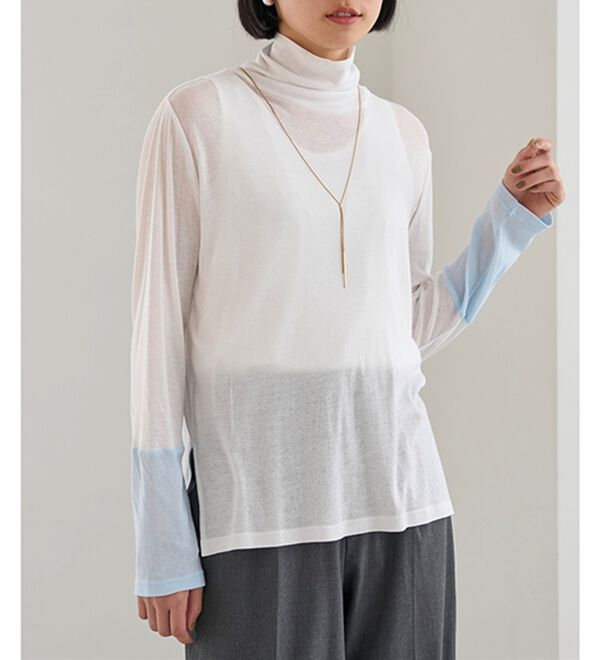 BELLUNA（ベルーナ）の「綿１００％配色シアープルオーバー（カットソー）」｜詳細画像