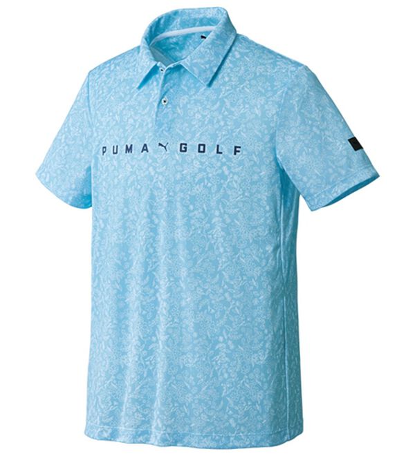 「＜ｐｕｍａ　ゴルフ＞ボタニカル柄半袖ポロシャツ（メンズポロシャツ）」｜ブルー