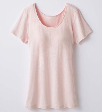 LAVIENNE（ラヴィエンヌ）の「綿１００％サラッと汗取りインナー　カップ付きインナー　半袖＜ラヴィクールナチュラル＞（ブラトップ・カップ付きインナー）」